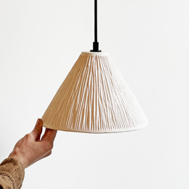 Tilia 28cm Matt White Striped Pendant Light